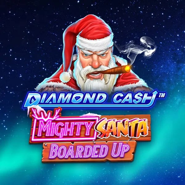 Diamond Cash Mighty Santa Boarded Up by Greentube, showcased at wheelfortune.ca – game logo