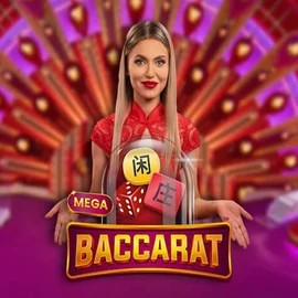 Mega Baccarat slot logo by Pragmatic Play at Wheel Of Fortune Casino
