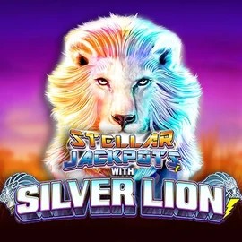 Logo of Stellar Jackpots with Silver Lion from Lightning Box Game at Wheel Of Fortune Casino